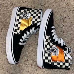 Vans high top rose checkerboard patchwork 7.5